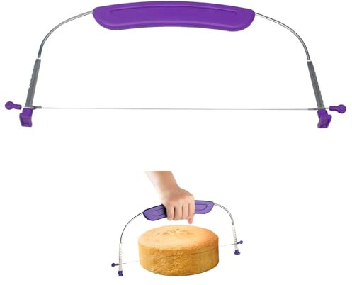 Professional Cake Leveller Cutter 10 Inch Adjustable Stainless Steel Wire Cake Slicer Cutter for Leveling & Slicing Kitchen Baking Tools for Birthday Layer (27CM Purple)