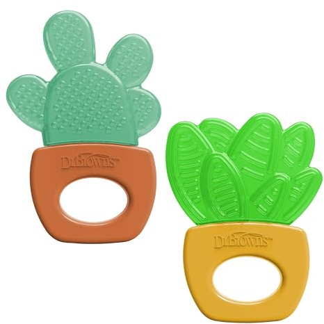 Dr. Brown's AquaCool Water-Filled Teether, Cooling Baby Teether Toy for Sore Gums, Green Cactus, BPA-Free, 3m+, 2-Pack