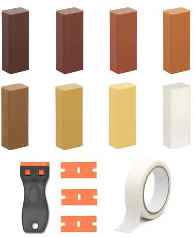8 Colori Stucco per Legno con Tonalità Marroni Comuni del legno, Cera per Legno ad Alta Durezza e Resistenza, Stucco per Legno Riempitivo per Laminato, Marmo, Piastrelle, PVC, Mobili