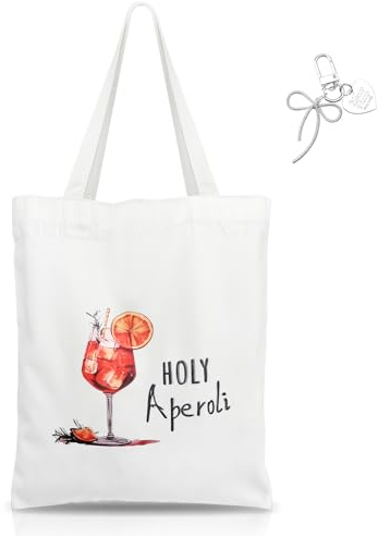 ZMDMAH Bolsa Tela Tote Bag, 40 x 35 cm Naranja Aperol Spritz Bolsa de Tela Bolsas de Algodón Natural 100% Reutilizables Bandolera Mujer, Bolsas de Tela Bonitas Ideal para Comprar Navegar Decorar