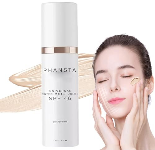 Tinted Moisturizer Anti-Aging, Sunscreen Moisturising Lotion for Women, Universal Tinted Moisturizer SFP 46 Offers All-Day Protection, Long-Lasting, Plumping, Moisturising cream, Vegan, Cruelty Free