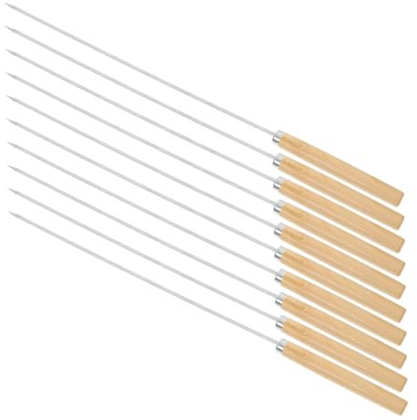 UKCOCO 50pezzi Spiedini in Acciaio Inossidabile Per Barbecue Spiedini Lungo Manico in Legno Per Grigliate All Aperto e Cottura Sul Da Campo Da Rotondi e Piatti Per Carne e Verdure