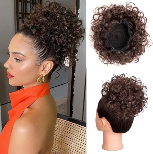 Messy Bun Hair Piece Large Hair Bun Clip in Claw Chignon Ponytail Hairpieces Synthetic Tousled Updo Hair Extensions for Women (Dark Brown2)