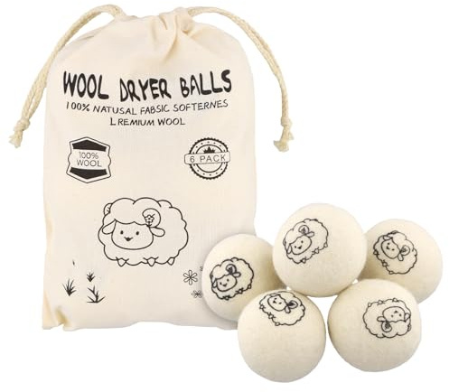 Set de 6 Bolas de Lana para Secadora – 7 cm Bolas Secadora de Ropa, Ecológicas y Reutilizables para Ropa, Perfectas para Ahorra Tiempo de Secado