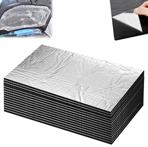 Tappetino Isolamento Auto: 15 Pezzi 400*250*10mm Pannelli Fonoassorbenti Auto, Tappetini Isolanti Anti Rumore, Tappetino Insonorizzante per Isolamento Acustico Impermeabile Ignifugo