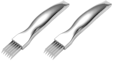 STAHAD Tagliaverdure Multifunzionale 2 Pezzi in Acciaio Inox per Cipollotti e Verdure, Utensile da Cucina Lame Affilate per Taglio Uniforme, Pratico Tritatore per Uso Domestico