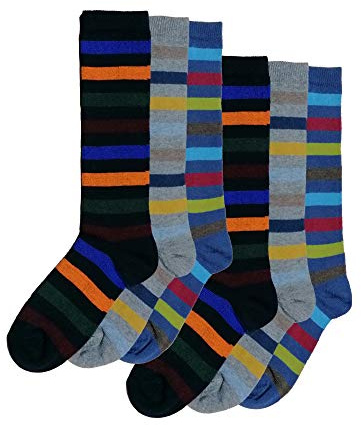 Fontana Calze, 6 paia di calze lunghe bambino ragazzo in caldo cotone elasticizzato. Prodotto Italiano. RIGHE 27-30