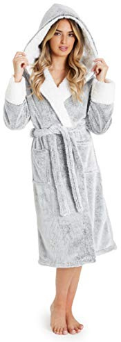 CityComfort Bata Mujer Invierno, Bata de Casa Mujer Forro Polar (Gris, L)