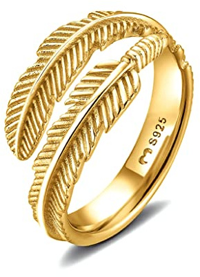 Anelli da donna in argento 925 a forma di piuma. Anello da donna in argento 925 con finitura argento o oro. Gioielli da donna ideali per coppia e fidanzati, regali per amiche... Anelli coppia
