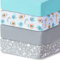 Bimocosy Spannbettlaken 70x140cm, 4er Set für Babybett & Kinderbett, Weiche Mikrofaser, Atmungsaktiv & Oeko-TEX Zertifiziert, Waschbar, Seeblau/Tier/Grau/Sternenhimmel