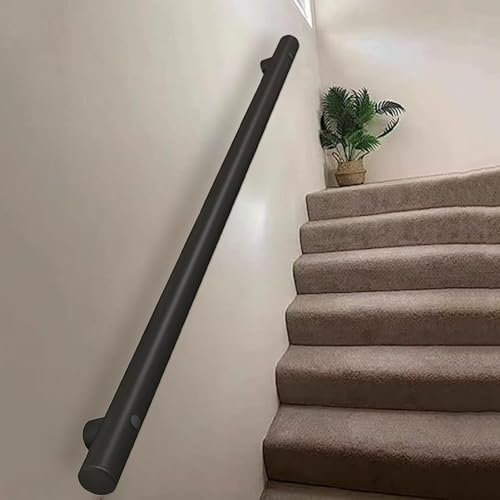 Corrimano a Muro per Scale Interne, 1ft~20ft Ringhiera per Scale Corrimano Tubo Tondo Asta di Supporto per Ringhiera per Scale con Staffe in Acciaio Inossidabile Attico Esterno Loft Deck Maniglione(57