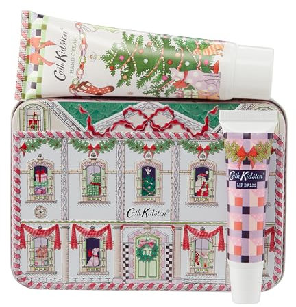 Cath Kidston Hand Cream 50ml and Lip Balm 10ml Comes In A Tin, Beauty Gift For Her, Travel Size and Vegan Friendly, Christmas Stocking Filler, A Doll’s House Collection