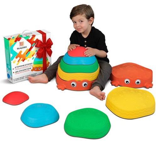 Pietre di equilibrio per bambini – Antiscivolo & stabili – Gioco Montessori per sviluppare equilibrio, motricità & coordinazione – Gioco sensoriale ed educativo per interno & esterno