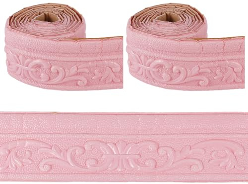 CRASPIRE Moldura de Pared Rosa de (30) x (50) cm Borde de Papel Tapiz Vintage Moldura Autoadhesiva Flexible 1378D para Zócalo Espejo Borde Adhesivo de Espuma para Decoración de Hotel Hogar Y Techo