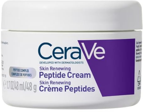 CeraVe - Crème Peptides Anti-rides Skin Renewing - Crème Nuit Raffermissante Visage - Peau Plus Rebondie Après 8 Semaines* - Peptides + Niacinamide + 3 Céramides - Convient aux Peaux Sensibles - 48g