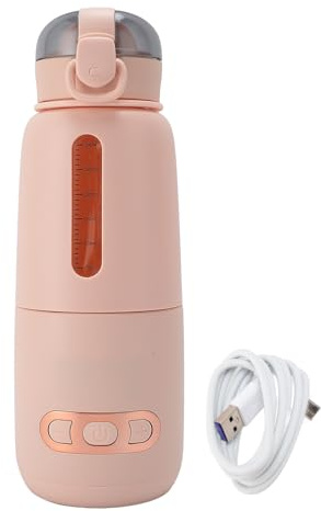 Depisuta Calentador de leche portátil, calentador de biberones de 300ml para leche materna y fórmula, calentamiento rápido de 37 °C a 55 °C, botella de agua eléctrica USB de 15000mAh