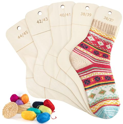 Feirdhoo Lot de 5 planches à chaussettes, tendeurs de chaussettes, tailles 36-45, pochoir pour chaussettes avec indication de taille, pochoir pour chaussettes pour tricot et crochet de chaussettes