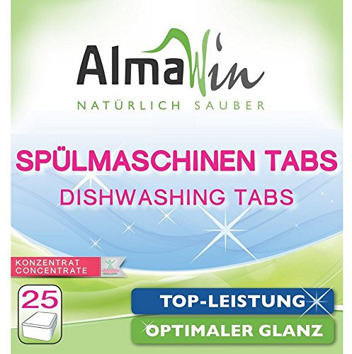 AlmaWin® Spülmaschinentabs [25 Stück] mit Powerformel für strahlend sauberes Geschirr - Öko Spülmaschinentabs für leichte Dosierung - Kraftvolle Geschirrspültabs - Ohne Phosphat, Bio & VEGAN