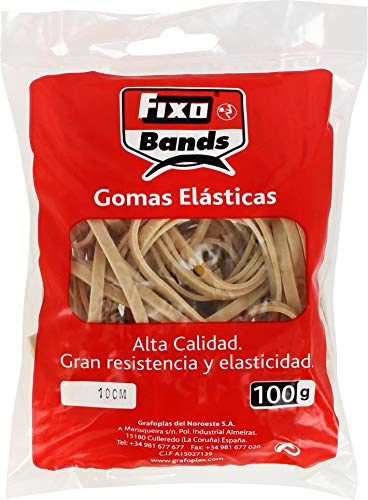 FIXO 56340 Bag of Elastic Bands, 100 g, Multicoloured, 4 mm x 10 cm
