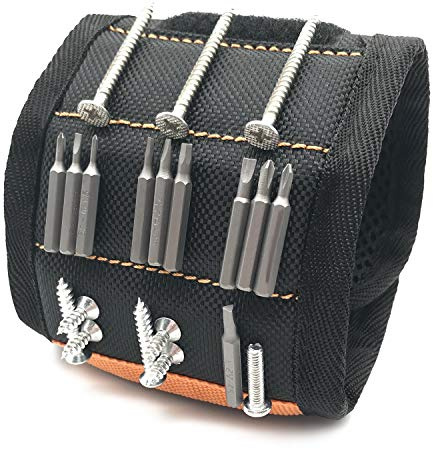 Magnetiskt armband, verktygsväska, verktygsbälte med 15 kraftfulla magneter för att hålla verktyg, spikar, borrspetsar, prylar, bästa presenten till män