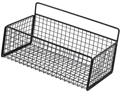 JISADER Cestino da Parete sospeso per riporre Oggetti, Organizer da Parete, Ripiani a Muro, Robusto Cestino in Filo di Acciaio per Cucina, Bagno, M Nero