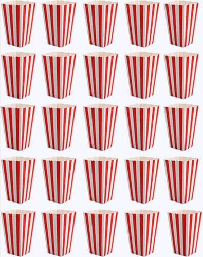 JOYISEN 25 Pièces Boite Pop Corn Petite Sachet Pop Corn Avec Rouge Pot Popcorn Pour Fête Anniversaire mariage Noël