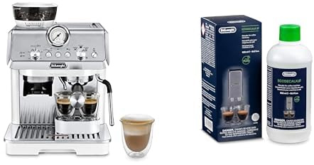 De'Longhi La Specialista Arte EC9155.W, Espresso Siebträgermaschine, Espressomaschine mit Professioneller Milchaufschäumdüse, 8 Mahlstufen, inkl. Barista-Kit, 1550 W, Weiß mit DLSC 500 Entkalker