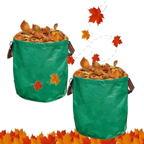 ZVO 272L Sacs de Jardin, Lot de 2 Sacs Déchets Verts Jardin Indéchirables, Sac à Déchets de Jardin Résistants, Sac Jardinage Dechets en PP Robuste et Pliable pour Couper l'herbe, les Feuilles