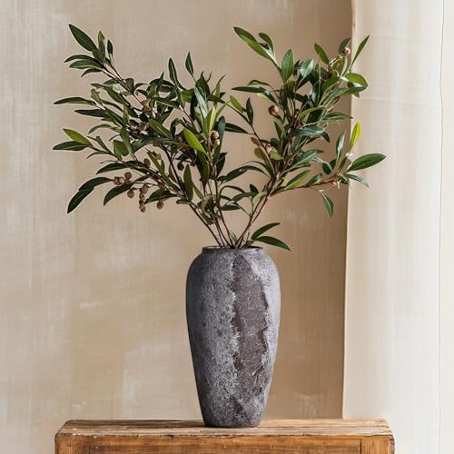 Vaso in Ceramica Rustica da 35 cm, Vaso in Terracotta per Decorazione Casa Stile Fattoria, Grande Vaso in Argilla Vintage per Soggiorno, Ingresso, Pavimento, Centro Tavola, Vasos Antico Distressed