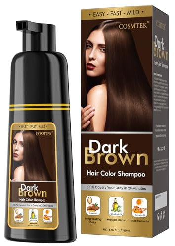 Shampoo per capelli di colore marrone scuro, per capelli grigi, colori istantanei, per uomini e donne, shampoo a colori naturale e duraturo, 3 in 1, Hair Color, 150 ml
