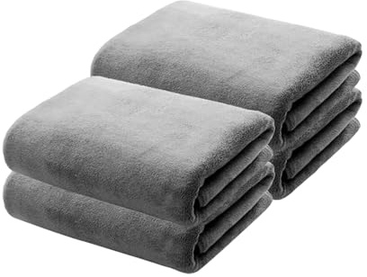 Wemoralix 4 Pack Microfiber Car Drying Towel,Microfibre Cloth 75x35cm Quick-Drying, Scratch-Free, Non-Abrasive, Streak-Free, Plush Cloth for Vehicle Exterior Glass Windows, Grey