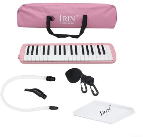 Funktionelle Melodica mit 37 Tasten, mit Tragetasche, ideal für Musik für Schüler, kommt mit zwei Mundstücken für verbessertes Spielen (Rosa)