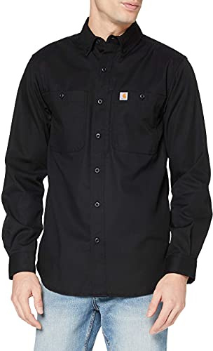 Carhartt, Hombre, Rugged Professional Camisa De Trabajo De Manga Larga, En Lona, Ajuste Ligeramente Holgado, Negro, S