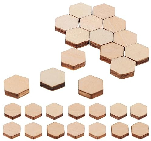 SUPVOX 200pcs Wood Discs Slices Hexagonal Shape Unfinished Wooden Cutouts Craft DIY Decoration