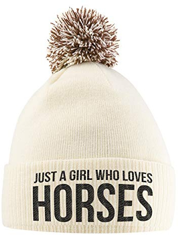 Just A Girl Who Loves Horses - Equestrian Bobble Hat - Horse Riding Gift for Girls, Winter Pom Pom Hat