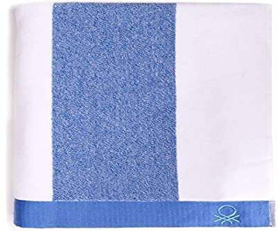 UNITED COLORS OF BENETTON. Rainbow | Strandtuch Gestreift | 90 x 160 cm | Ultraweich und Schnell Trocknend | Mikrofaser Handtuch Waschmaschinenfest | Weiß und Blau