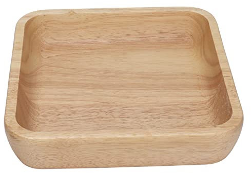 HERCHR Wooden Fruit Bowl Salad Serving Bowl Woodenbowl 18 cm 7.1inch Rustic Wood Bread Storagebowl Fruit Plate Dessert Platter Tray Dish Plate