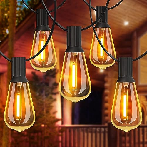 GLUROO Guirnaldas de Luces Exterior 36.6 Metros, ST38 Guirnaldas Luminosas de Exterior con 60+2 LED Bombillas, 2200K blanco cálido, Impermeable Cadena de Luz para Jardín, Patio, Navidad