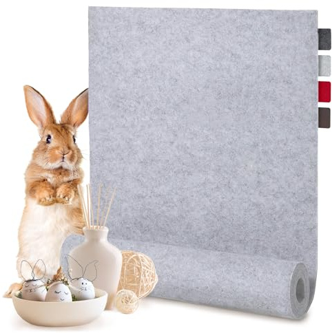 Blumtal Tischläufer Filz Hellgrau 100x30 cm – Elegantes Design Tischband, Tischläufer abwaschbar, formstabil und langlebig- erhältlich in 4 Farben