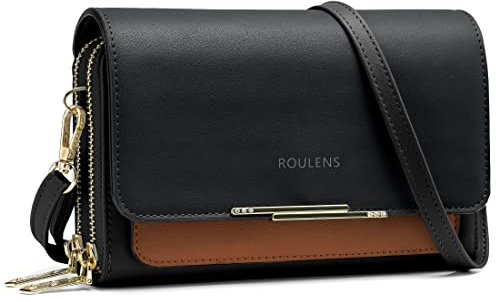 Roulens Klein Handy Umhängetasche,Damen Kleine Umhängetasche,PU Leder Crossbody Schultertasche Reisepass Handytasche mit Kartenschlitz Verstellbar Abnehmbar Schultergurt