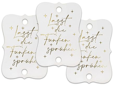 Summer-Ray Goldfolien-Heißprägung „Lasst die Funken sprühen“ Wunderkerzenanhänger für Hochzeiten und Veranstaltungen – Packung mit 50 Stück