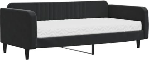 vidaXL Tagesbett, Gästebett mit Matratze, Sofabett Schlafsofa für Schlafzimmer Wohnzimmer, Bettsofa Sofa 2-in-1, Schwarz 100x200cm Samt