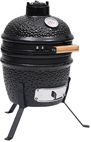 Gecheer 2-i-1 Kamado Grill Grill BBQ Grill Keramisk Grill Grill Utomhus Träkol BBQ Rökare Keramisk 56 cm Svarta utomhusgrillar