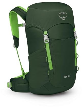 Osprey Jet Kinder Rucksack, 18L, Green Canopy/Limeline Green, O/S