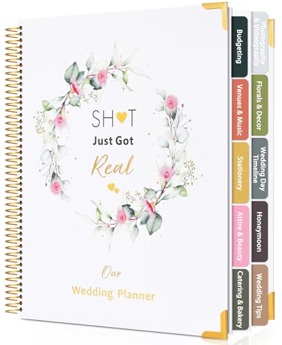 Wedding Planner Book and Organizer-176 Pages Bridal Wedding Planning Book with Sticker Checklists and Calendars for Bride To Be, Unique Engagement Gifts for Newly Engaged Couples