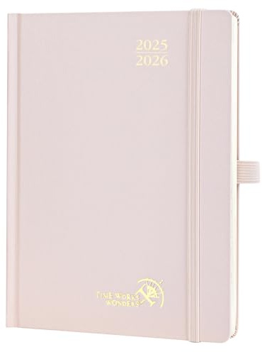 POPRUN A5 Academic Diary 2025-2026 Hardback Week to View (22x16.5 cm) 17 Months (Aug'25 - Dec'26) Mid Year Diary 25/26 Vertical Weekly Planner, Inner Pocket (Light Pink)