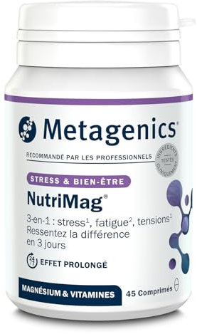 Metagenics NutriMag - Triple Action - Stress, Fatigue, Tensions - Magnésium, Vitamine D & B6, Folate - 45 comprimés - 22 Jours