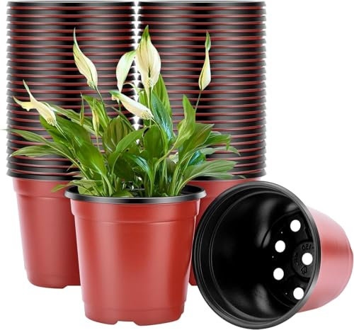 Zhiyu666 100 Pack 9cm Plants Nursery Pots,Reusable Plastic Terracotta Bucket Herb Flower Pots Planter Seed Trays for Vegetables,Flowers,Herbs,Cuttings, Succulent