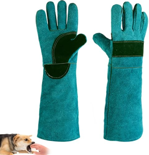 Tokaneit Anti Mordidas Guantes para Manejo de Animales,Guantes Protectores Antimordeduras,Anti Mordidas Guante de Trabajo,Guante de Manga Larga Antimordeduras Verde 45cm