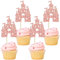 Ephlyn Cupcake-Topper mit Schloss-Design, Prinzessinnen-Motiv, Geburtstagsparty-Dekorationen, Königenschloss, Cupcake-Picks für Mädchen, Geburtstag, Babyparty, Partyzubehör, Roségold, 24 Stück
